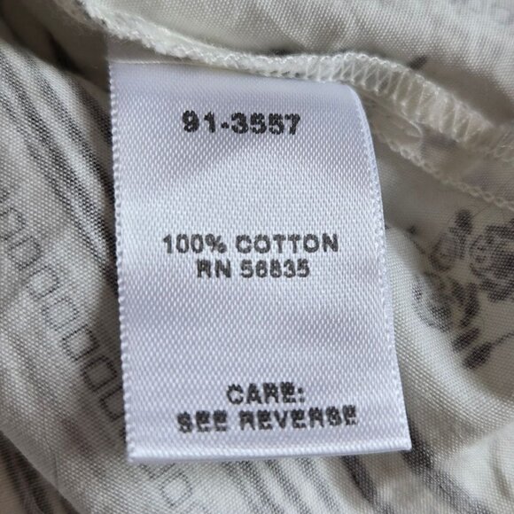 Cabelas Womens Floral Striped Button-Up Shirt Medium Brown & White Cotton - Picture 5 of 5